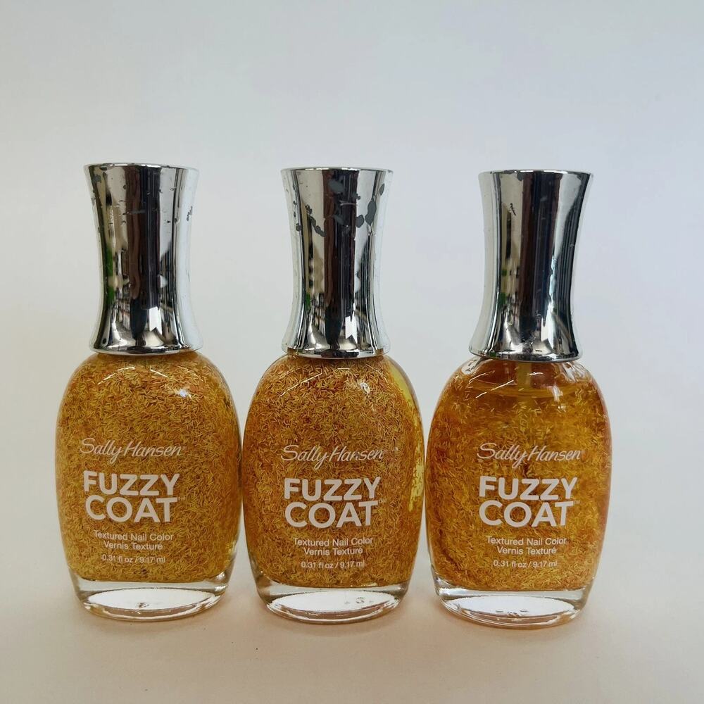 Lot of 3 Sally Hansen Fuzzy Coat‎ Textured Nail Polish #300 Peach Fuzz